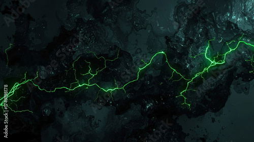 Toxic Green Grunge Background – Black and Neon Green 3D Horror Texture