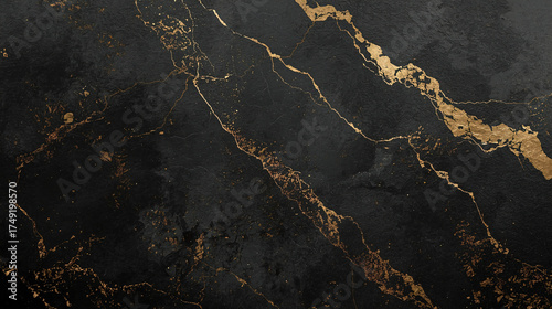 Luxury Black and Gold Grunge Background – Elegant 3D Metallic Paint Texture