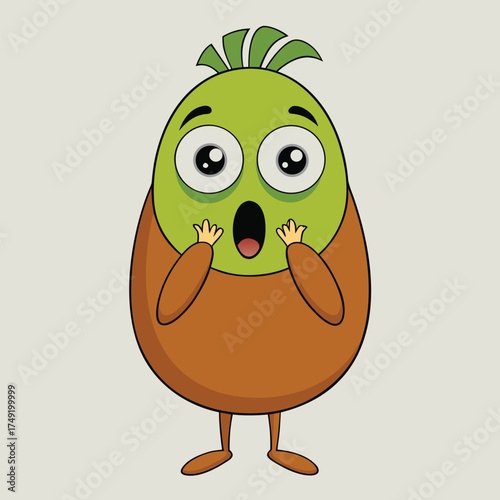 Cartoon kiwi character with surprised expression fruit