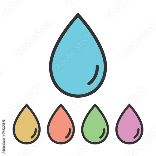 Droplet water icon isolated flat design.