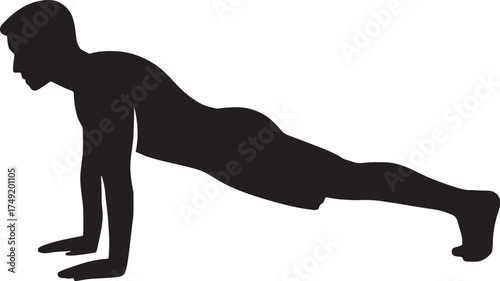 Push-Up Form Silhouette | Fitness Exercise Vector | Professional Gym Pose Illustration