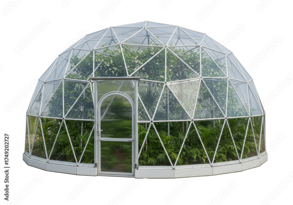 Fototapeta premium Isolated Dome Greenhouse for Growing Organic Crops and Healthy Plants, Sustainable Living