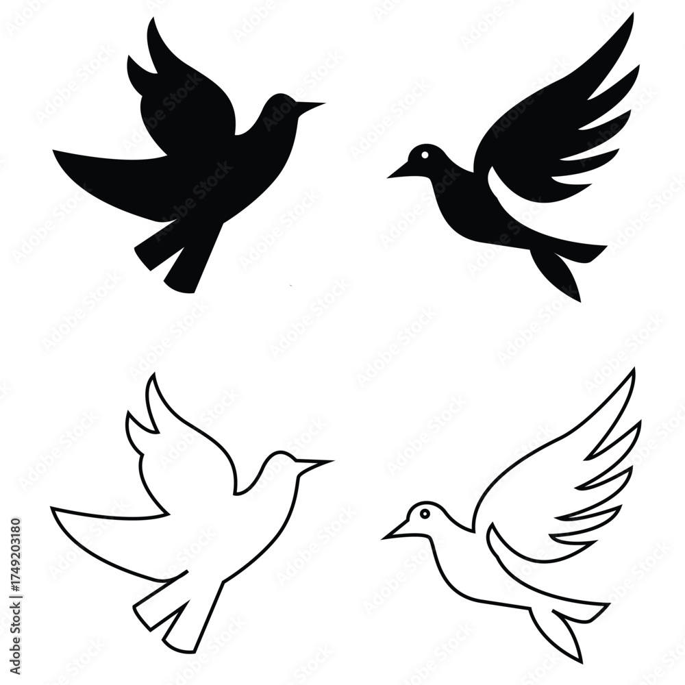 Obraz premium Bird vector icon. logo design, art projects, and graphic design. Isolated on white background . Vector illustration. EPS 10