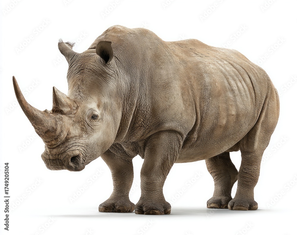 Naklejka premium Large rhino, light brown, isolated on white