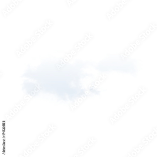 Isolated white cloud formation with colorful pixelation against a black background backdrop on transparent background