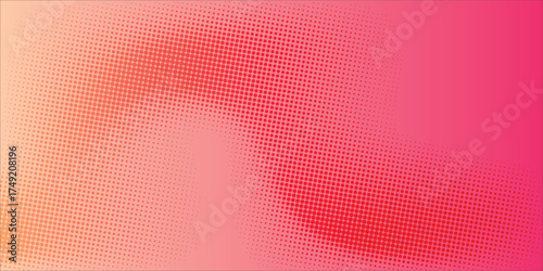 Elegant Pink orange polka dots gradient halftone background. Pop art cartoon dot texture with comic graphic design, Horizontal abstract pattern digital technology.Eps 10