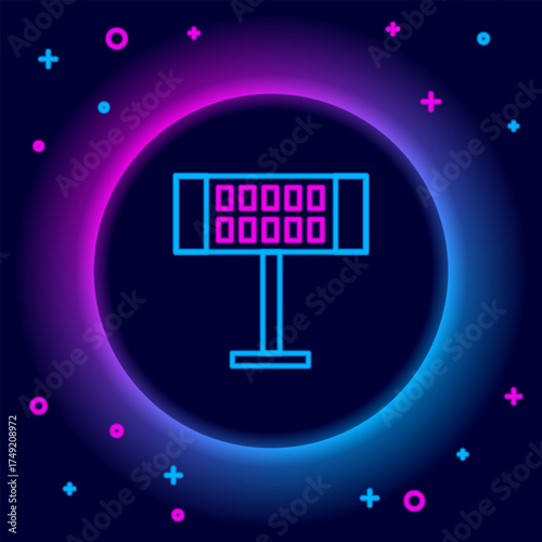Glowing neon line Electric heater icon isolated on black background. Infrared floor heater with remote control. House climate control. Colorful outline concept. Vector