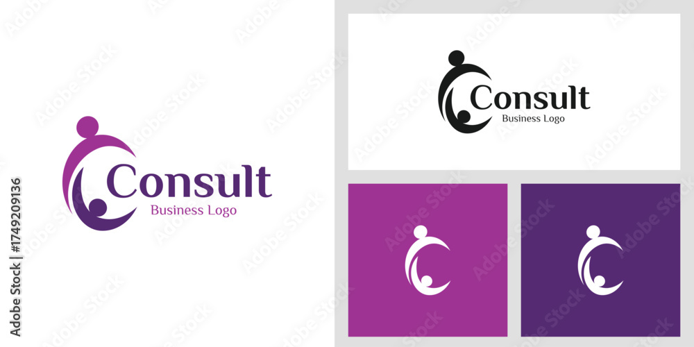 Obraz premium Consultant or Coaching Logo Design with Abstract People Forming Letter C Symbol Represents Communication and Partnership Graphic Concept for Consulting, Corporate, and Professional Services