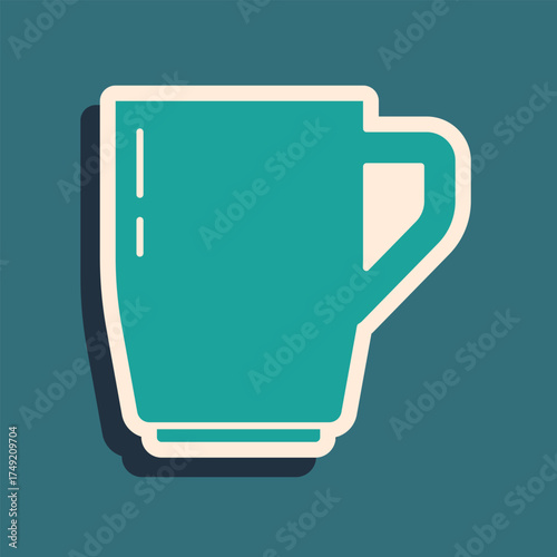 Green Coffee cup icon isolated on green background. Tea cup. Hot drink coffee. Long shadow style. Vector