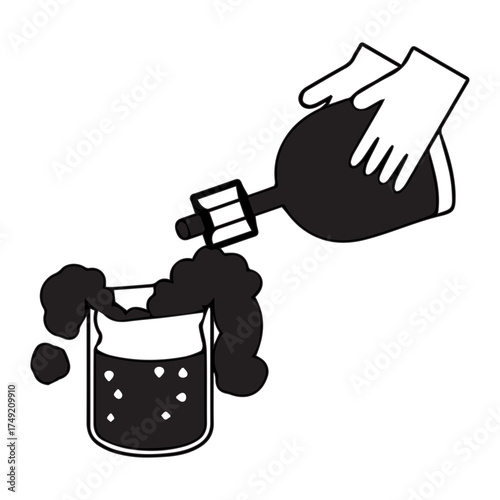 Pouring liquid into beaker
