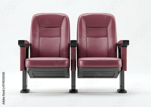 Two maroon leather theater seats