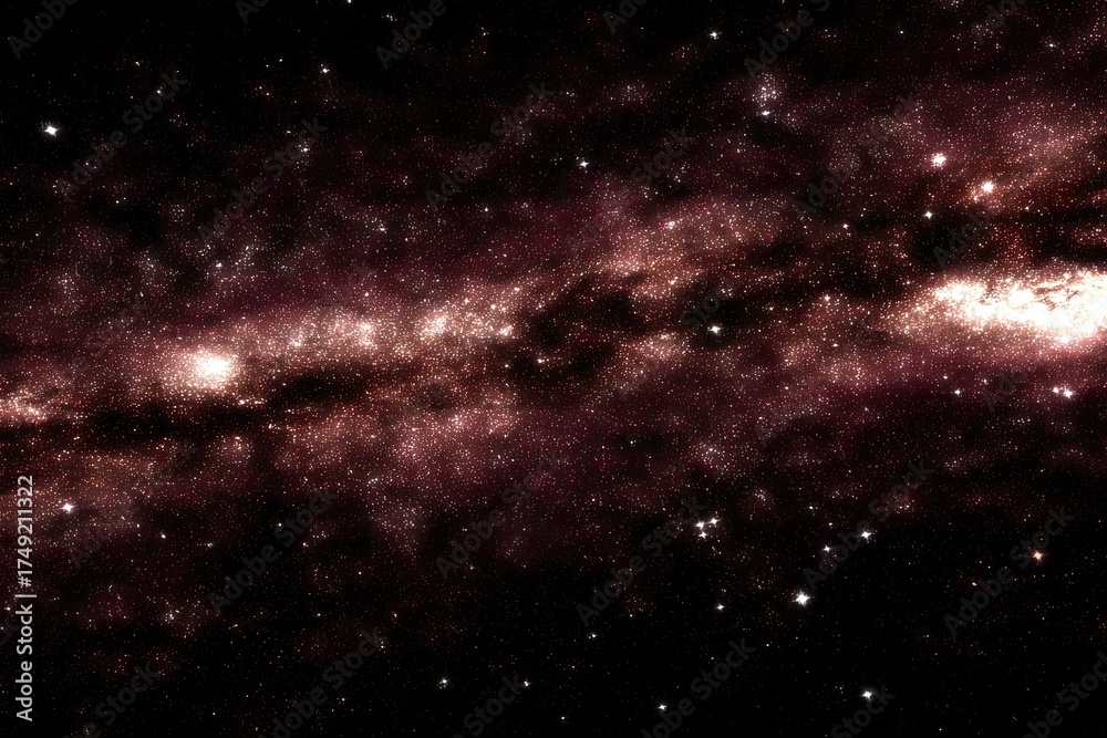 Fototapeta premium Cosmic vista Dense, reddish-purple nebula strewn with bright stars