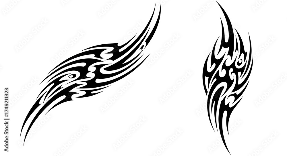 Obraz premium Dynamic tribal tattoo designs that add bold, edgy flair to any personal expression or artistic project seeking a modern edge.