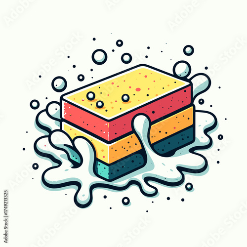 Sponge and white acrylic paint