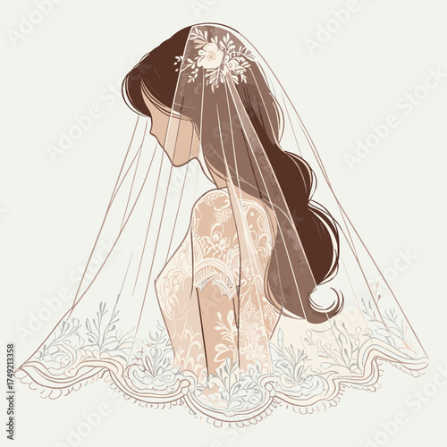 Bride with lace wedding veil