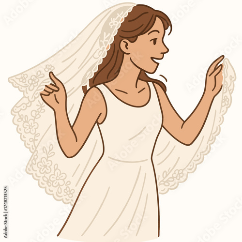 Bride with lace wedding veil