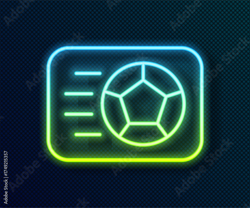 Glowing neon line Soccer football ball icon isolated on black background. Sport equipment. Vector