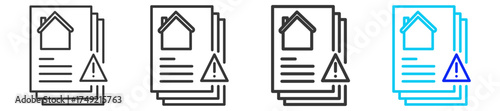 Mortgage Default Icon Set Collection in Creative Outline Style for Business Featuring Multiple Thickness Variations Perfect for Mortgage Backed Security