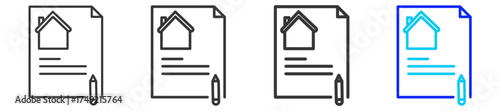 Mortgage Originator Icon Set Collection in Creative Outline Style for Business Featuring Multiple Thickness Variations Perfect for Mortgage Backed Security