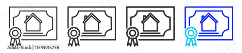 Home Loan Document Icon Set Collection in Creative Outline Style for Business Featuring Multiple Thickness Variations Perfect for Mortgage Backed Security
