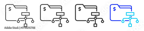 Loan Pool Icon Set Collection in Creative Outline Style for Business Featuring Multiple Thickness Variations Perfect for Mortgage Backed Security