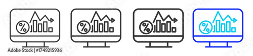 Rate Analysis Icon Set Collection in Creative Outline Style for Business Featuring Multiple Thickness Variations Perfect for Mortgage Backed Security
