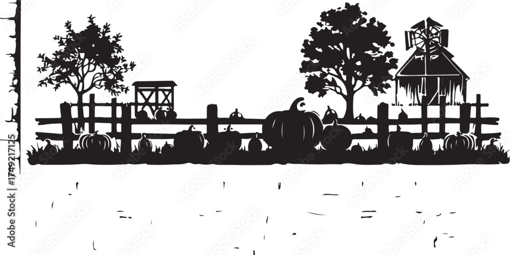 Obraz premium Pumpkin Black Vector Silhouette design featuring a solid black pumpkin illustration.