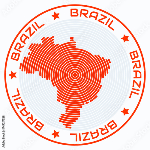 Brazil map with round title. Country shape rings. Brazil text around the country boundary shape. Stylish vector illustration.