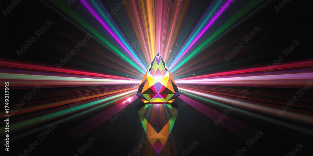 custom made wallpaper toronto digitalA vibrant crystal prism reflects light in dazzling rainbow colors across a shiny surface, creating a beautiful and mesmerizing abstract background image design.