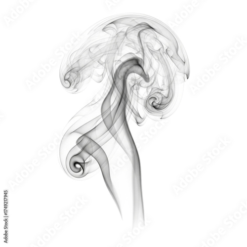 Elegant smoke swirls isolated on transparent background, creating a mesmerizing abstract pattern