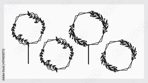 leaves line art cake toppers.eps