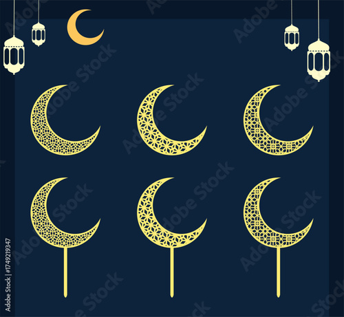 Ramadan mubarak moon with ara...