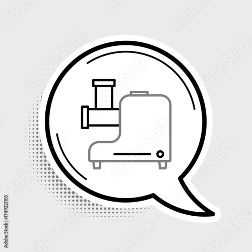 Line Kitchen meat grinder icon isolated on grey background. Colorful outline concept. Vector