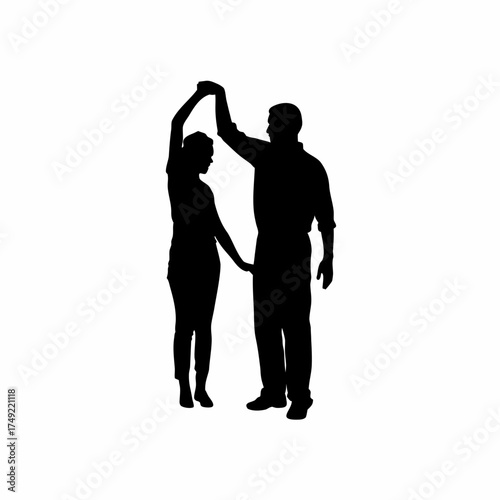 Therapist assisting patient with arm muscle stretch silhouette isolated on white background