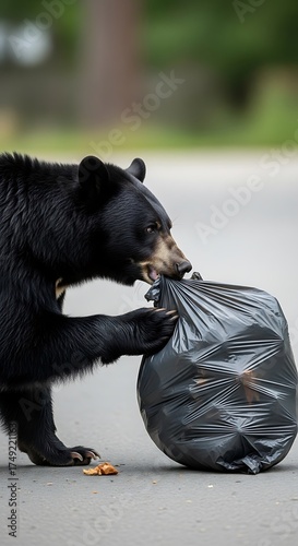 Black Bears Urban Feast - A Garbage Bag Encounter.