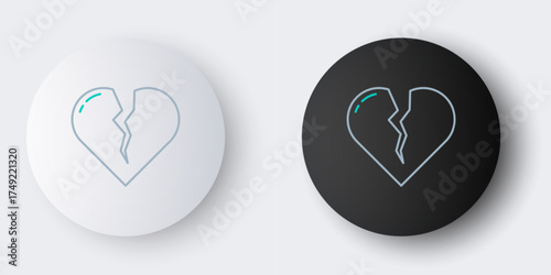 Line Broken heart or divorce icon isolated on grey background. Love symbol. Valentines day. Colorful outline concept. Vector