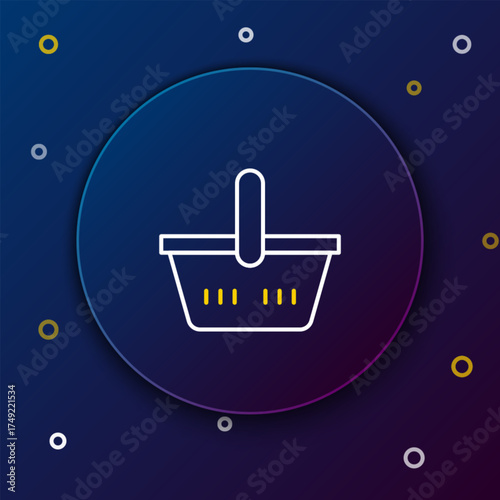 Line Shopping basket icon isolated on blue background. Online buying concept. Delivery service sign. Shopping cart symbol. Colorful outline concept. Vector