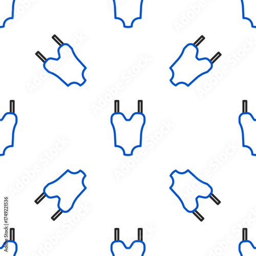 Line Summer beach swimsuit icon isolated seamless pattern on white background. Beach women fashion. Colorful outline concept. Vector