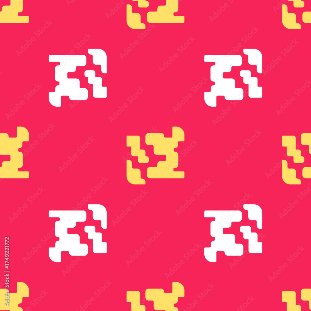 Obraz premium Yellow Gaseous icon isolated seamless pattern on red background. Changing the state of matter in gas. Vector