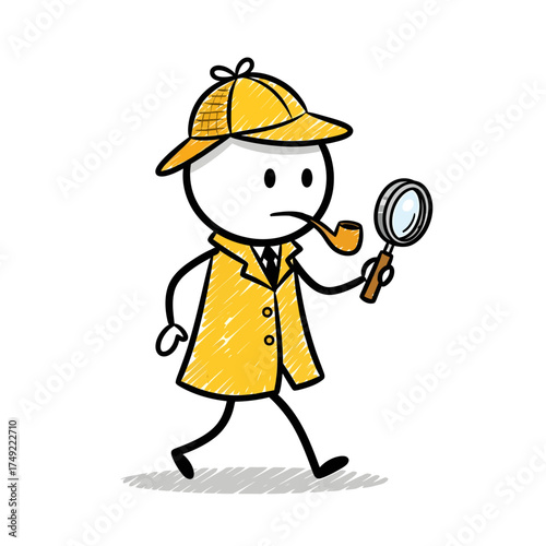 Stick Figure Detective with Magnifying Glass