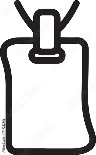 Vector art of a simple id card icon with a lanyard, representing identification, access control, and professional credentials for events, workplaces, and security purposes on