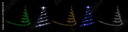 Golden Winter Spruce Glitter Overlay.Christmas Tree Sparkle