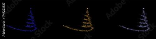 Golden Winter Spruce Glitter Overlay.Christmas Tree Sparkle