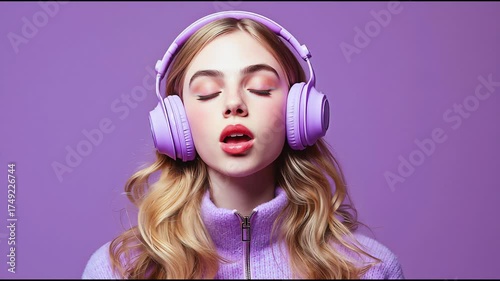 Wallpaper Mural Girl in stylish headphones Torontodigital.ca