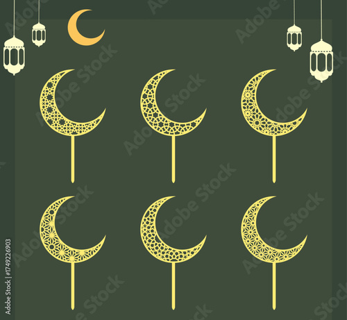 Moon charm cake topper.eps