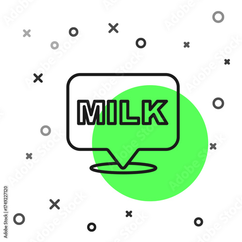 Black line Lettering milk icon isolated on white background. Hand written design for label, brand, badge. Vector