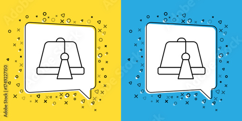 Set line Turkish hat icon isolated on yellow and blue background. Vector