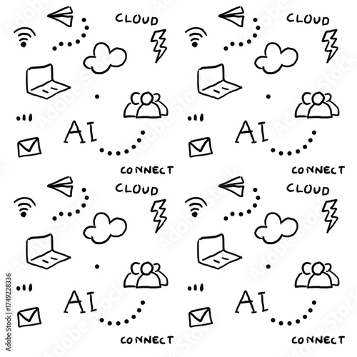 doodle with Artificial intelegence and technology.eps