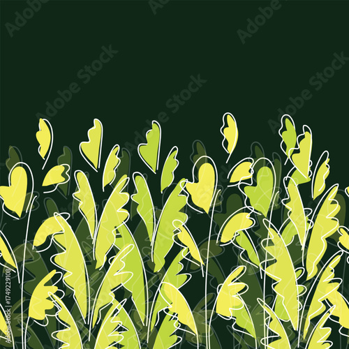 green plant vector illustration on black background.eps