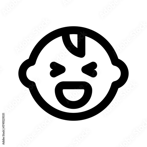 baby happy line icon